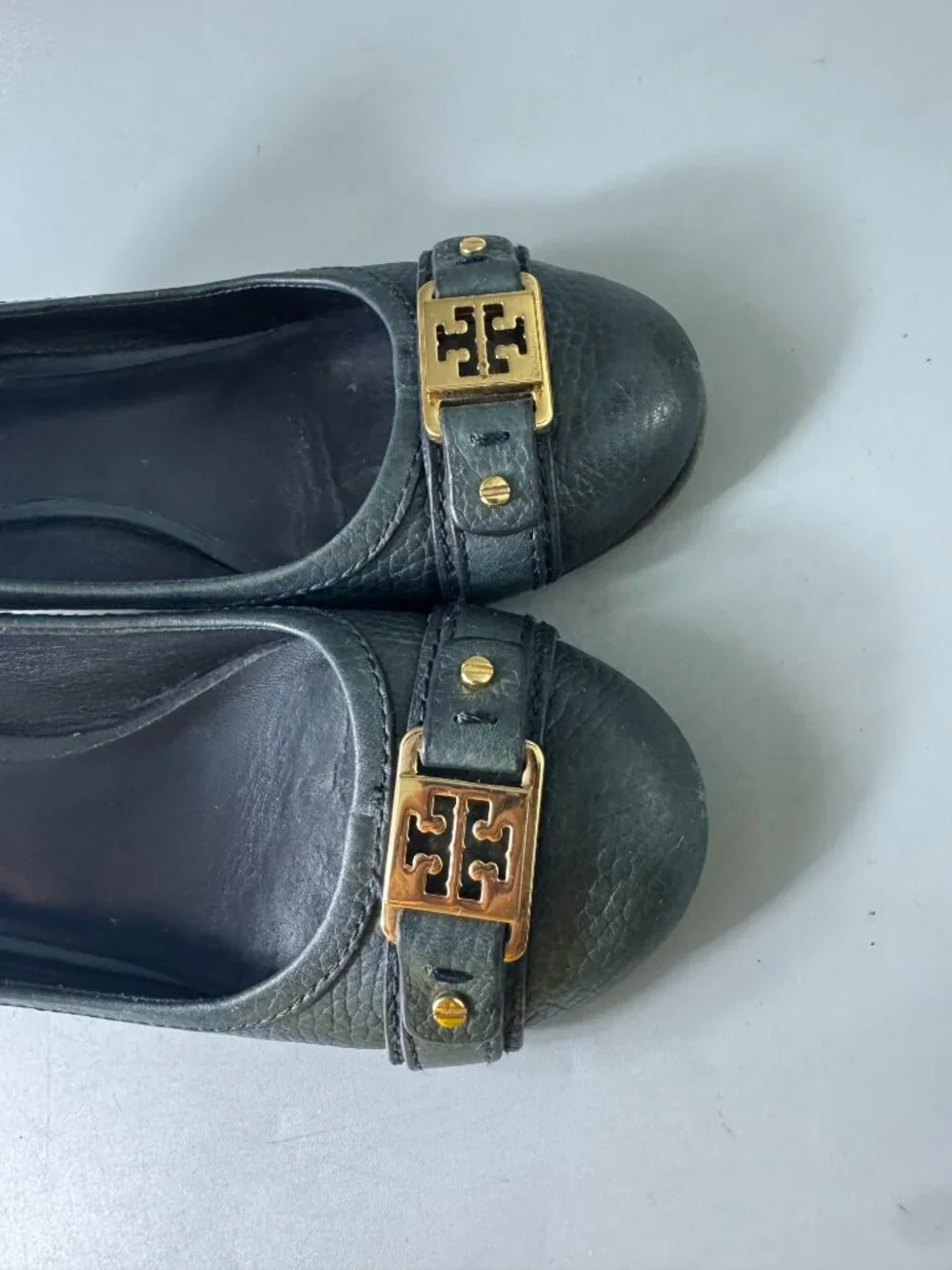 Tory Burch Deep Green Leather Wedges